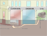 Route taken by the burglars into the vault