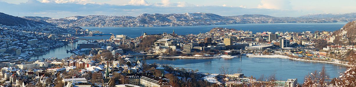 Bergen'in şehir merkezi ve çevresinin panoramik manazarası. (Üreten:Aqwis)