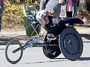 Daniel Romanchuk, men's wheelchair winner, near the halfway point