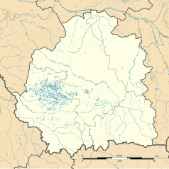 Mapa konturowa Indre, u góry znajduje się punkt z opisem „Valençay”