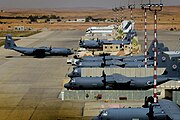 C-130J (gray), C-130H (beige) and Boeing 707 Tanker (white) near the southern Nevatim runway in 2017