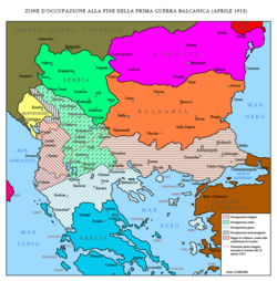 Nisan 1913'ün sonunda savaşan tarafların kontrolü altındaki topraklar ve yeni Osmanlı sınırı için barış anlaşmasıyla tanımlanan Midye-Enez hattı