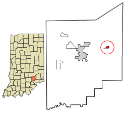 Location of Butlerville in Jennings County, Indiana