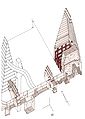 Knickpyramide: Detailansicht der Grabkammer des oberen Gangsystems und des Verbindungsgangs zur unteren Hauptkammer mit Kraggewölben
