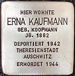 Stolperstein für Erna Kaufmann (Nordwall 75)