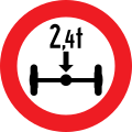 9d: No vehicles having a weight exceeding ... tonnes on one axle