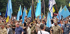 2020 march featuring the Crimean Tatar flag