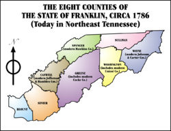 Map showing counties of the State of Franklin.