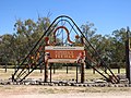 Boomerang indicating the Paperback Hero movie, Nindigully, Balonne region, Queensland, Australia (2021).