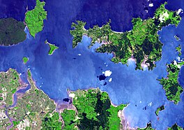 Satellite view of the Tāmaki Strait