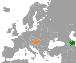 Map indicating locations of Azerbaijan and Hungary