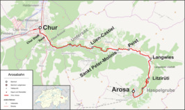 Spoorlijn Chur–Arosa op de kaart