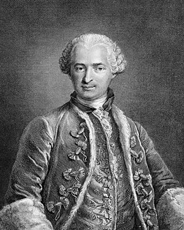 Portret van de Graaf van Saint-Germain door Nicolas Thomas. Gravure uit 1783.