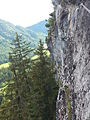 Blick vom Aufstiegsbereich in die Steilquerung