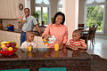 African Family in modern habitat. (man + woman + boy + girl)