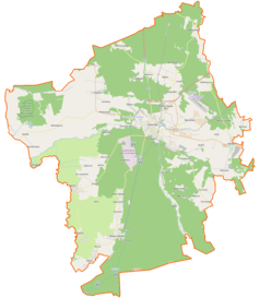 Mapa konturowa gminy Goleniów, po prawej nieco na dole znajduje się punkt z opisem „Kościół pw. Opieki św. Józefa”