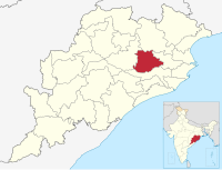 मानचित्र जिसमें ढेंकानाल ज़िला Dhenkanal district ଢେଙ୍କାନାଳ ଜିଲ୍ଲା हाइलाइटेड है