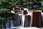 Water flowing down the fountain at Keller Fountain Park