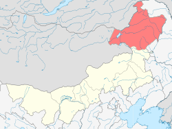 Location of Hulunbuir City jurisdiction in Inner Mongolia