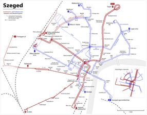 31: Oberleitungsplan der Straßenbahn Szeged