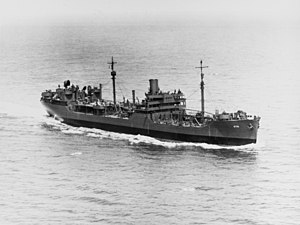 USS Schuylkill (AO-76) underway at sea on 17 April 1943