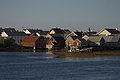 Været på Veiholmen sett fra Innveien. Fyret i bakgrunnen er Haugjegla fyr.