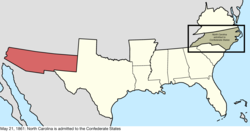 Map of the change to the Confederate States on May 21, 1861