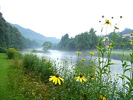 De Ilz kort voor monding in de Donau, Passau