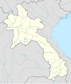 Mapa konturowa Laosu, blisko centrum po prawej na dole znajduje się punkt z opisem „Savannakhét Provincial Stadium”