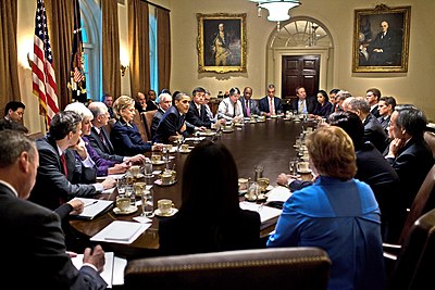 The cabinet of Barack Obama meeting in November 2009