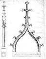 Krabbenbesetze Fiale und Kielbogen, Zeichnung von Hans Schmutternmeyer, 1489[5]