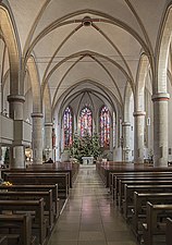 Interieur van deze kerk in de kersttijd