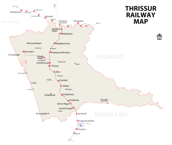 Railway network in Thrissur District