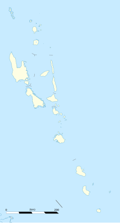 Mapa konturowa Vanuatu, blisko centrum na dole znajduje się punkt z opisem „Freshwater Stadium”