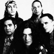 Caifanes in June 1990. Top to bottom: Alfonso André and Alejandro Marcovich, Sabo Romo, Saúl Hernández and Diego Herrera