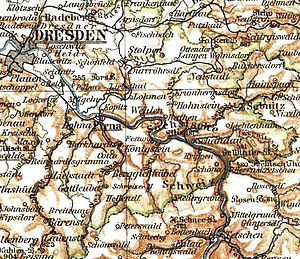 Lage der Amtshauptmannschaft Pirna 1895