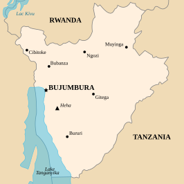 Burundi met Congo aan haar westelijke grens.