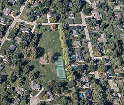 Aerial view of Old Lane Park in Grantland Gardens