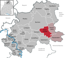 Elhelyezkedése Baden-Württemberg térképén