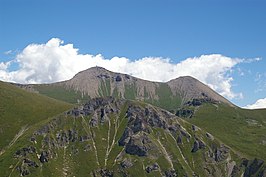 Titov Vrv, de hoogste berg van het Šargebergte, en de iets kleinere Mal Turčin