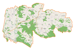 Mapa konturowa gminy Wińsko, blisko prawej krawiędzi znajduje się punkt z opisem „Aleksandrowice”