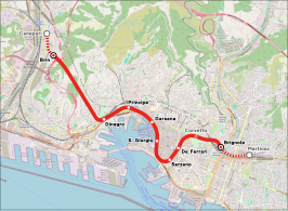 Traject van de metrolijn