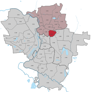 Lage des Stadtteils Am Wasserturm/Thaerviertel in Halle (Saale) (anklickbare Karte)