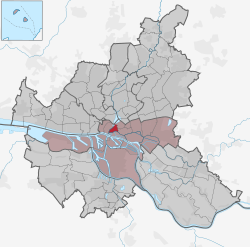 Vị trí của Altstadt trong quận Hamburg-Mitte