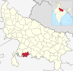 Location of Mahoba district in Uttar Pradesh