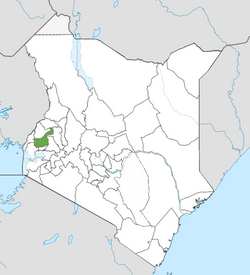 Location of Kakamega County (Green)