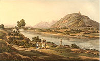 Ο ποταμός Κηφισός κοντά στον Ορχομενό, σε πίνακα του 19ου αιώνα,του Edward Dodwell