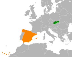 Haritada gösterilen yerlerde Slovakia ve Spain