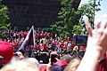 Driving his car at the team's 2018 Stanley Cup Parade.