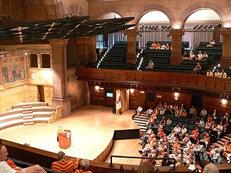 Richardson auditorium during a speech by Shirley Tilghman